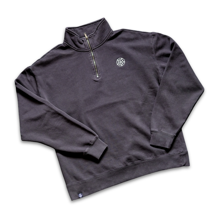 Rose Embroidered Half Zip