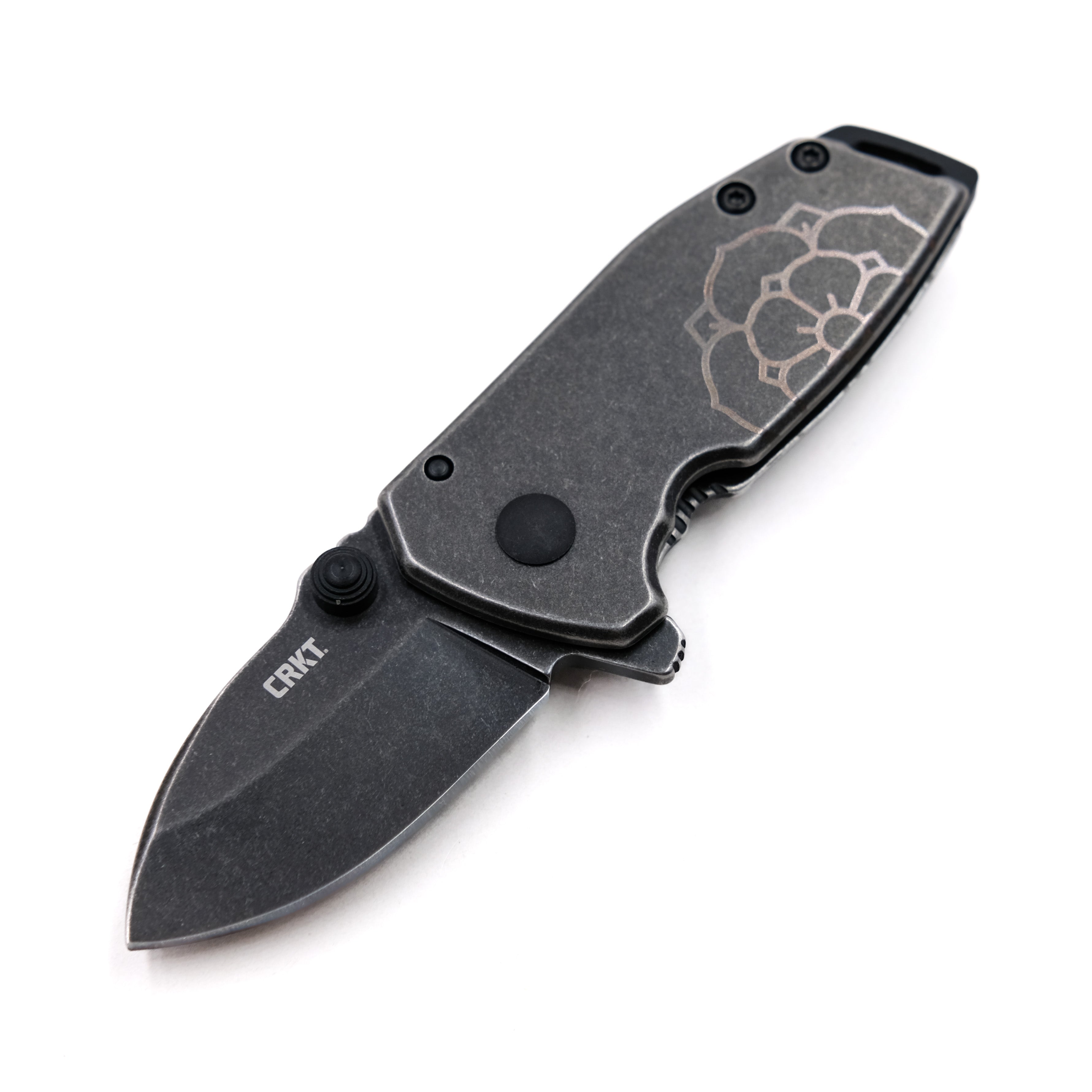CRKT – Squid Framelock – Engraved Leaf Scroll – Stainless
